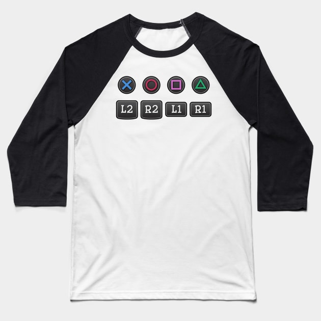 Controller Buttons Baseball T-Shirt by nikovega21